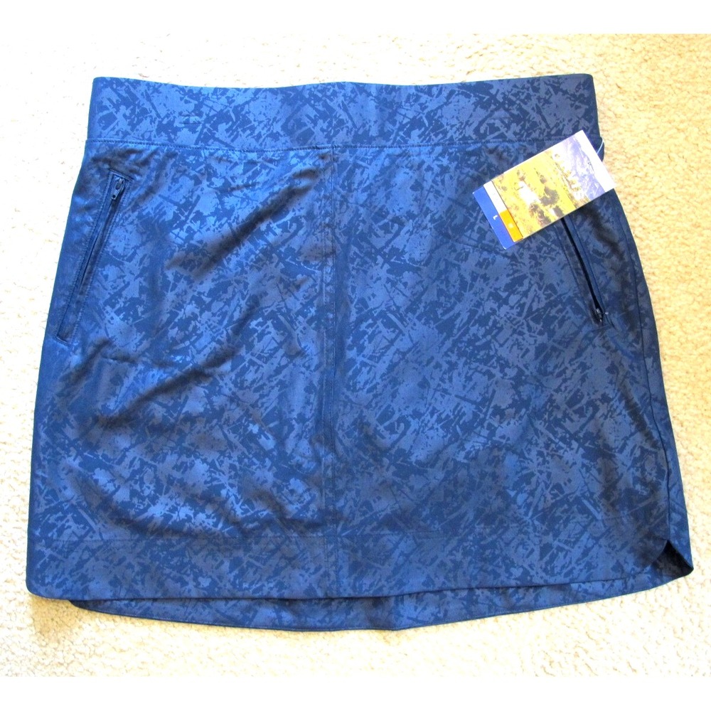 Orvis Embossed Print Travel‎ Skort Women's Large Blue Stretch Golf Tennis